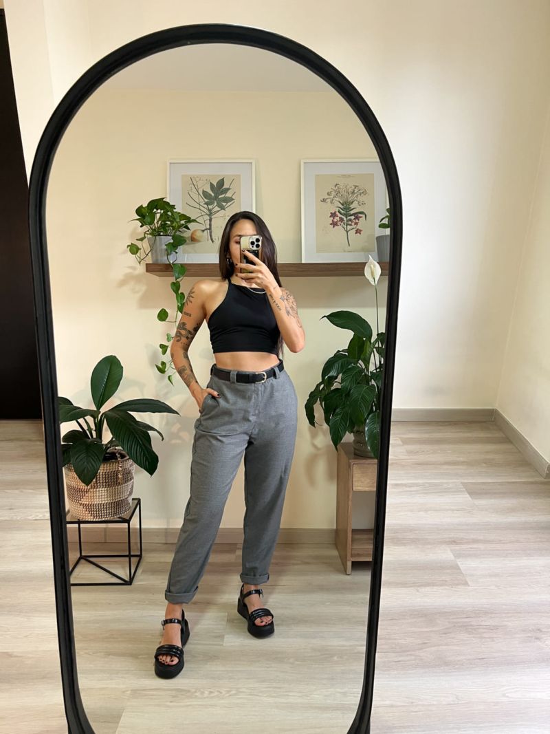 Pant cuadros gris