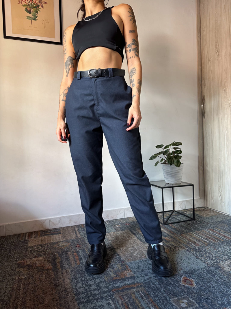 Pant esencial azul cuadros