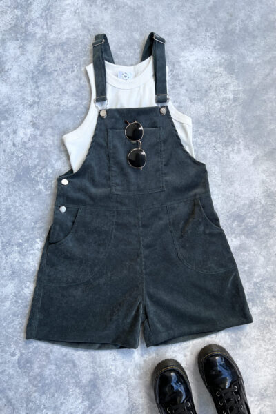 Overall short verde corduroy